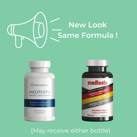 Comparison of Medtesto old and new design testosterone booster bottles