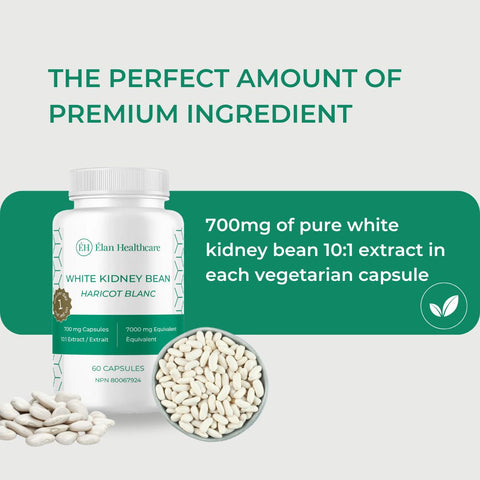 Elan Healthcare White Kidney Bean Extract - 60 Capsules (7000mg Equivalent)