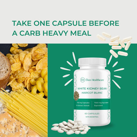 Elan Healthcare White Kidney Bean Extract - 60 Capsules (7000mg Equivalent)