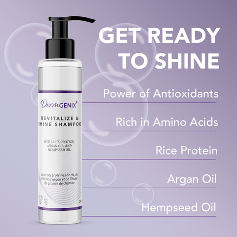 DermGenix Revitalize and Shine Shampoo with Rice Protein, Argan Oil and Hempseed Oil